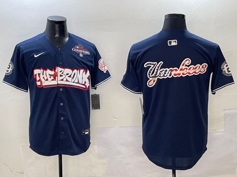 Men New York Yankees Blank Drak Blue four generations Joint Name 2025 Nike MLB Jersey style 7->women mlb jersey->Women Jersey